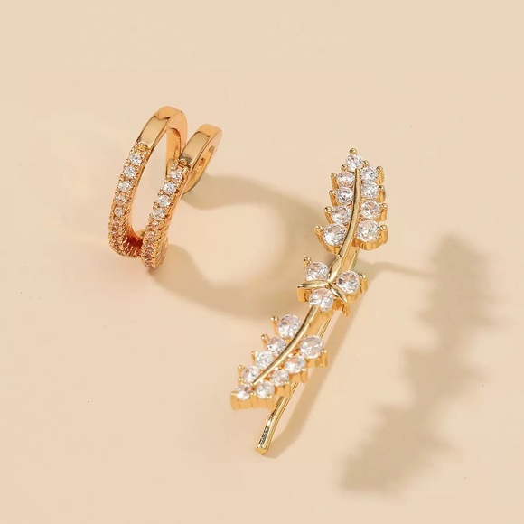 ⚜️[𝟯𝟬%𝗢𝗙𝗙|𝗯𝘂𝗻𝗱𝗹𝗲𝘀 𝟯+]⚜️18K CZ Climber Cuff Earrings NEW - Picture 2 of 5